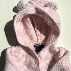 baby girl bear hood cardigan